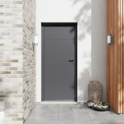 Porte d'entrée alu gris RAL 7021 Madryn 96 x h.218 cm poussant gauche-Fortia Online