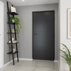 Porte d'entrée alu gris RAL 7021 Madryn 96 x h.218 cm poussant gauche-Fortia Online