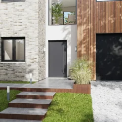 Porte d'entrée alu gris Kapas RAL 7021 96 x h.218 cm poussant gauche-Fortia Online