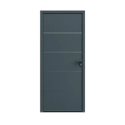 Fortia Porte d'entrée alu gris RAL 7021 Cecina 96 x h.218 cm poussant gauche