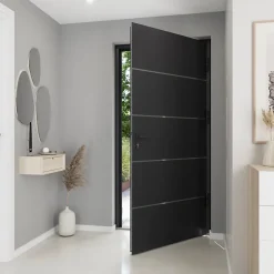 Fortia Porte d'entrée alu gris RAL 7021 Cecina 96 x h.218 cm poussant gauche