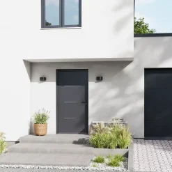 Fortia Porte d'entrée alu Leme gris RAL 7021 96 x h.218 cm poussant gauche