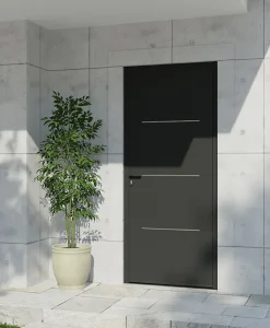 Fortia Porte d'entrée alu Leme gris RAL 7021 96 x h.218 cm poussant droit