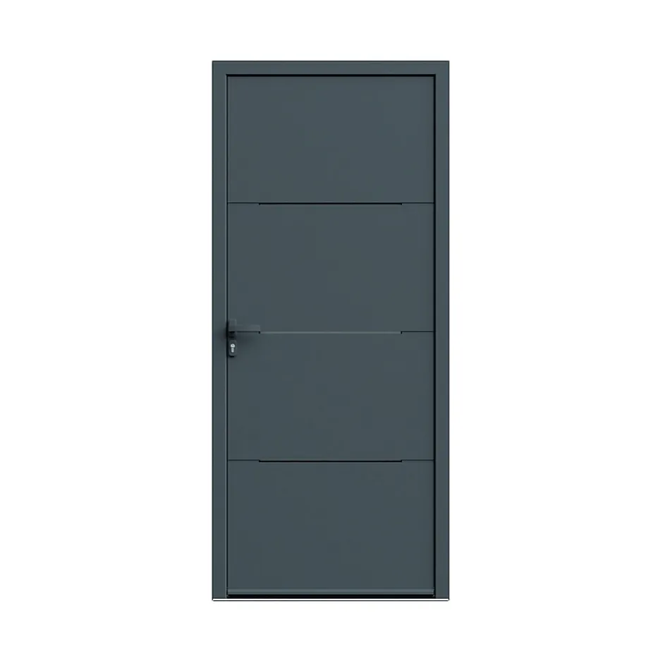 Fortia Porte d'entrée alu Leme gris RAL 7021 96 x h.218 cm poussant droit