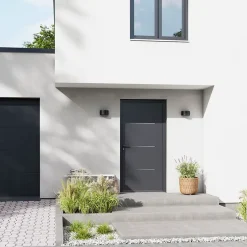 Fortia Porte d'entrée alu Leme gris RAL 7021 96 x h.218 cm poussant droit