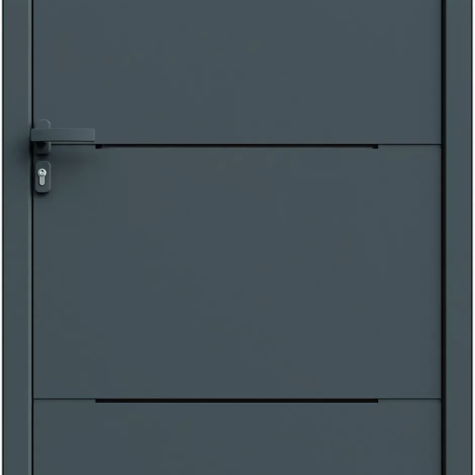 Fortia Porte d'entrée alu Leme gris RAL 7021 96 x h.218 cm poussant droit