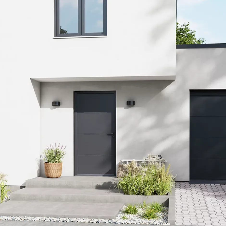 Fortia Porte d'entrée alu Leme gris RAL 7021 96 x h.218 cm poussant droit