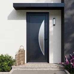 Porte d'entrée pvc anthracite RAL 7016 Hermoso 96 x h.218 cm poussant gauche-Fortia Clearance