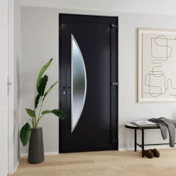 Porte d'entrée pvc anthracite RAL 7016 Hermoso 96 x h.218 cm poussant gauche-Fortia Clearance