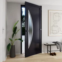 Porte d'entrée pvc anthracite RAL 7016 Hermoso 96 x h.218 cm poussant gauche-Fortia Clearance