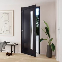 Porte d'entrée pvc anthracite RAL 7016 Gatteo 96 x h.218 cm poussant droit-Fortia New