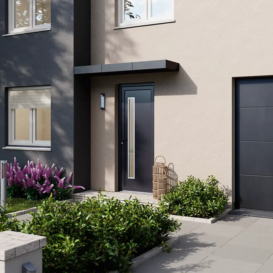 Porte d'entrée pvc anthracite RAL 7016 Gatteo 96 x h.218 cm poussant droit-Fortia New