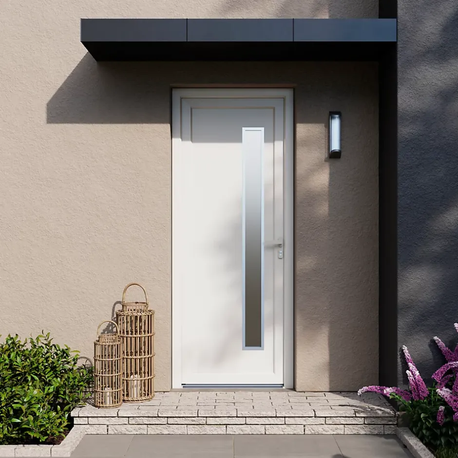 Fortia Porte d'entrée pvc blanc RAL 9003 Gatteo 96 x h.218 cm poussant gauche