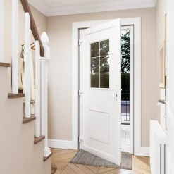 Porte d'entrée pvc blanc RAL 9003 Mindil 97 x h.219 cm poussant droit-Fortia Online