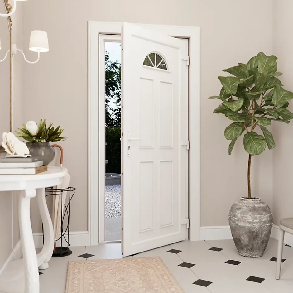 Fortia Porte d'entrée pvc blanc RAL 9003 Lorne 97 x h.219 cm poussant gauche