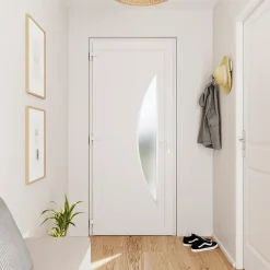 Fortia Porte d'entrée pvc blanc RAL 9003 Hermoso 98 x h.218 cm poussant droit