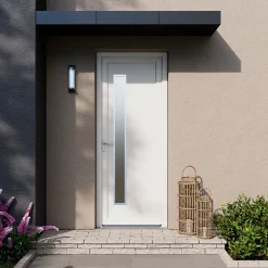 Fortia Porte d'entrée pvc blanc RAL 9003 Gatteo 96 x h.218 cm poussant droit