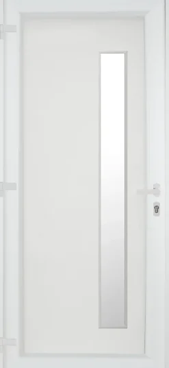Fortia Porte d'entrée pvc blanc RAL 9003 Gatteo 96 x h.218 cm poussant droit