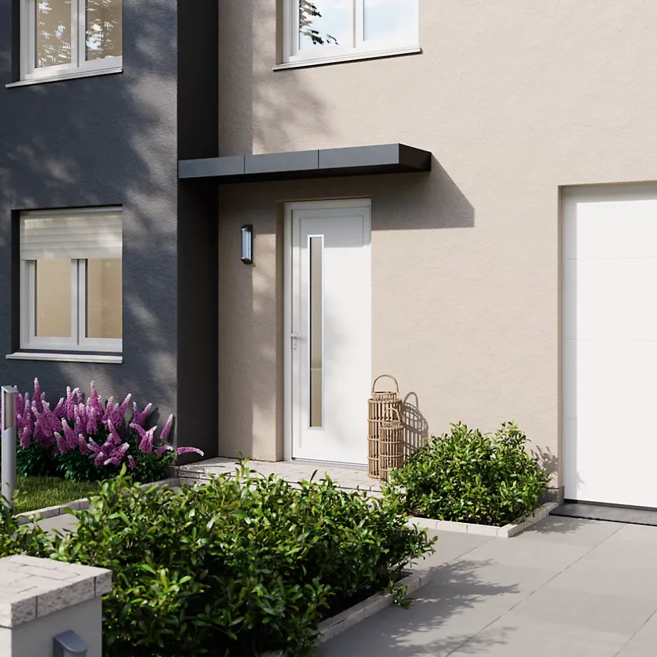 Fortia Porte d'entrée pvc blanc RAL 9003 Gatteo 96 x h.218 cm poussant droit