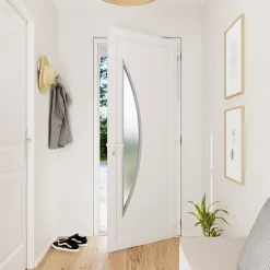 Fortia Porte d'entrée pvc blanc RAL 9003 Hermoso 96 x h.218 cm poussant gauche