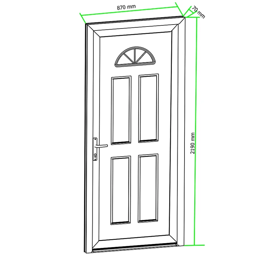 Fortia Porte d'entrée pvc blanc RAL 9003 Lorne 87 x h.219 cm poussant droit