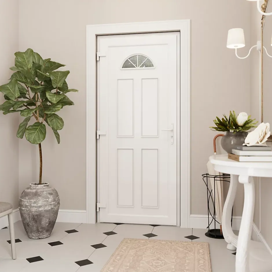 Fortia Porte d'entrée pvc blanc RAL 9003 Lorne 87 x h.219 cm poussant droit