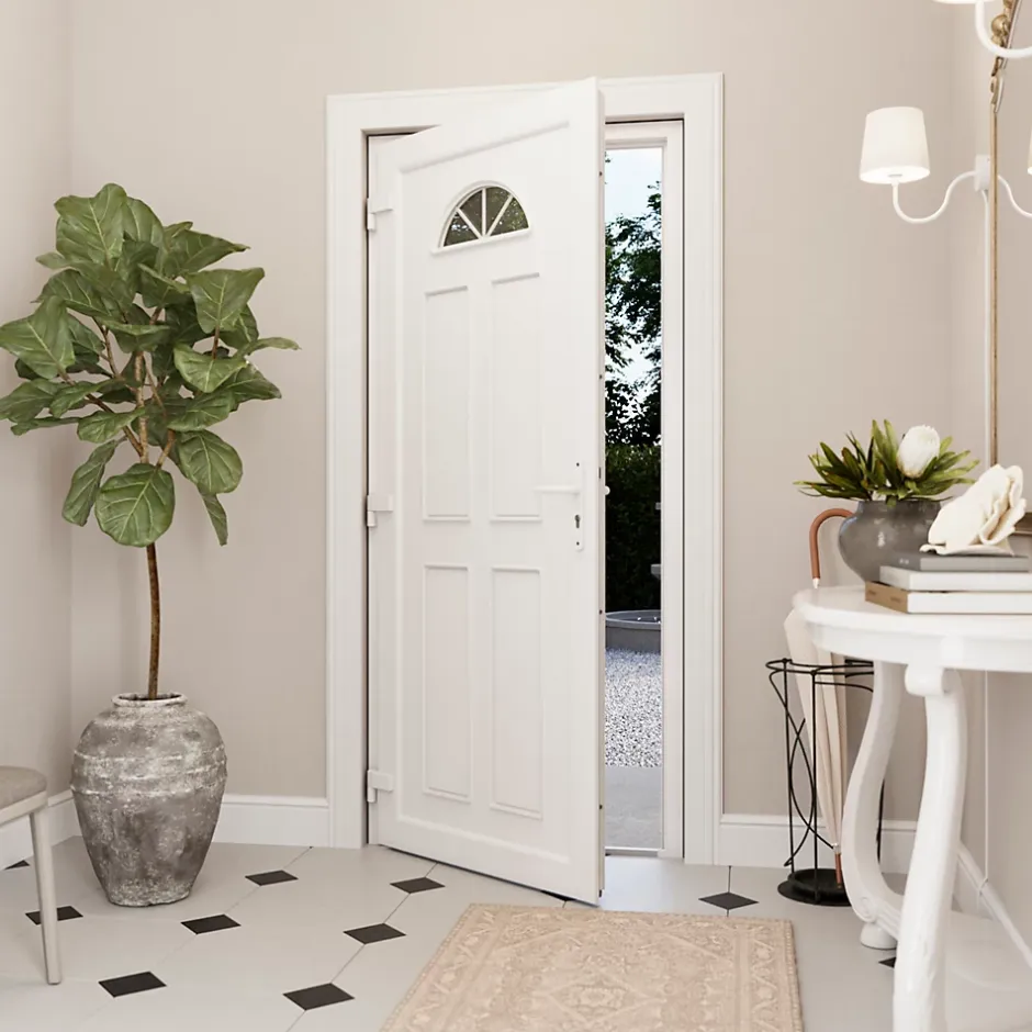 Fortia Porte d'entrée pvc blanc RAL 9003 Lorne 87 x h.219 cm poussant droit