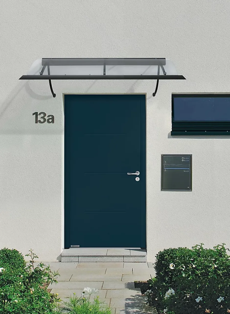 Hormann Porte d'entrée Hörmann acier galvanisé l.90 x h.215 cm poussant gauche THP515 gris anthracite ral 7016