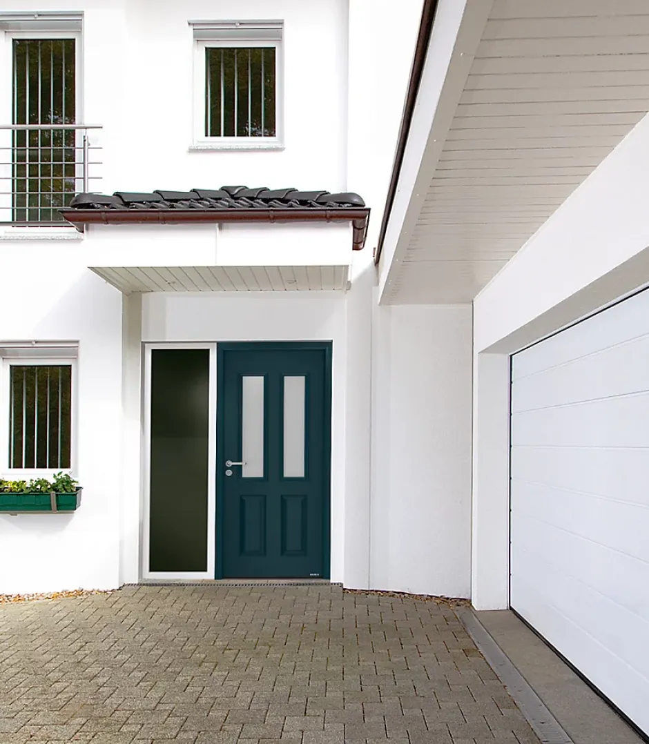 Porte d'entrée Hörmann acier galvanisé l.90 x h.215 cm poussant droit THP410S gris anthracite ral 7016-Hormann Discount