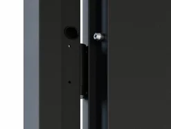 Vente-unique Porte d'entrée pleine en acier H207 x L100 cm - Noir et effet chêne - épaisseur 55 mm - poussant gauche - MABENA