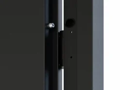 Porte d'entrée pleine en acier H207 x L100 cm - Noir et effet chêne - épaisseur 55 mm - poussant droit - MABENA-Vente-unique New