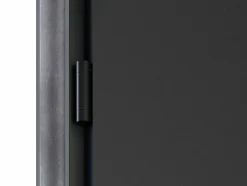 Porte d'entrée pleine en acier H207 x L100 cm - Noir avec rayures effet chêne - épaisseur 55 mm - poussant droit - COBRITA-Vente-unique New