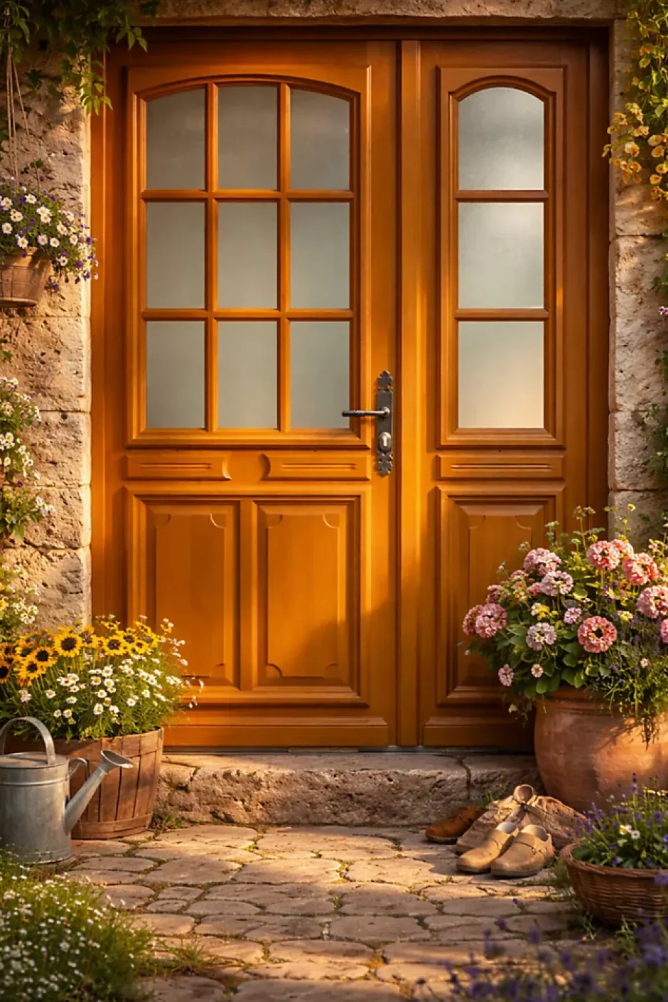 Gd Menuiseries Porte D'entrée Tiercée Bois Vitrée Marine H215 X L140 Côte Tableau P. Gauche