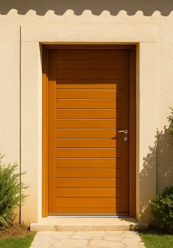 Gd Menuiseries Porte D'entree Bois Pleine, Laura, H,215xl,90 Côte Tableau P, Gauche, Poignee, Barillet