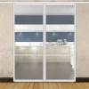 Porte double coulissante H 2088 x L 867 mm - 3 verres horizontaux - trempé 6 mm clair - blanc-MySystem