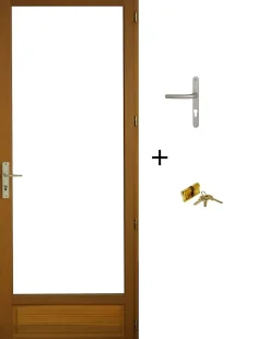 Porte Fenetre Bois 1 Vantail H205 X L80 Côte Tableau Tirant Droite, Poignee, Barillet (ref 01245f924)-Gd Menuiseries Sale