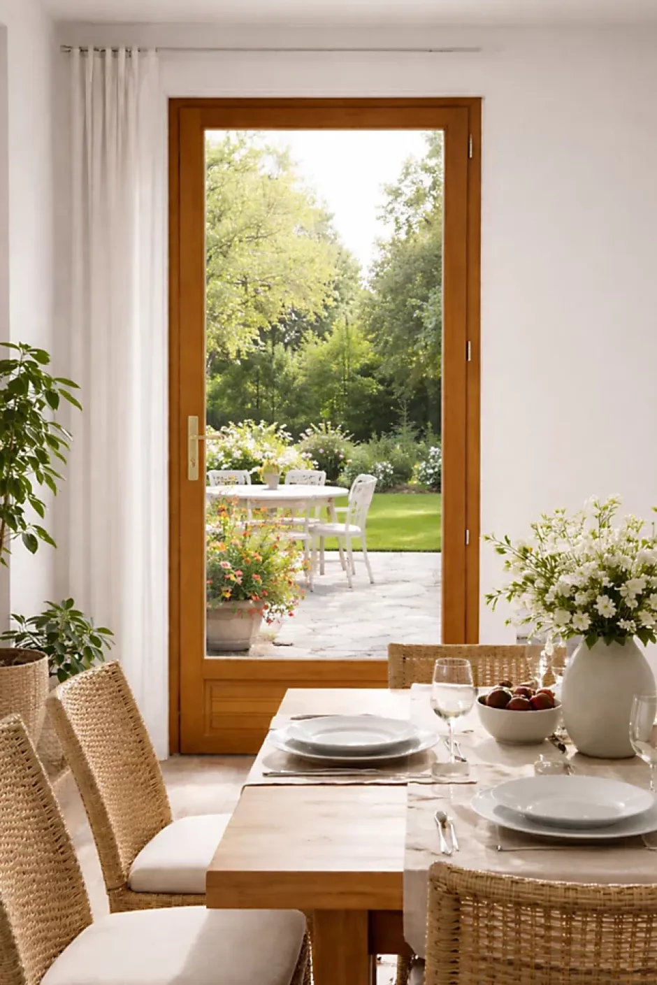 Porte Fenetre Bois 1 Vantail H215 X L90 Côte Tableau Tirant Droite, Poignee, Barillet (ref 01245f924)-Gd Menuiseries Best