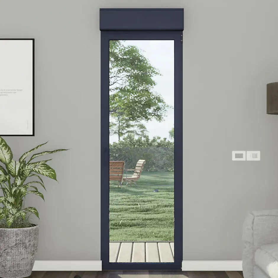 Porte fenêtre alu 1 vantail + volet roulant électrique gris - l.80 x h.215 cm, tirant gauche-GoodHome