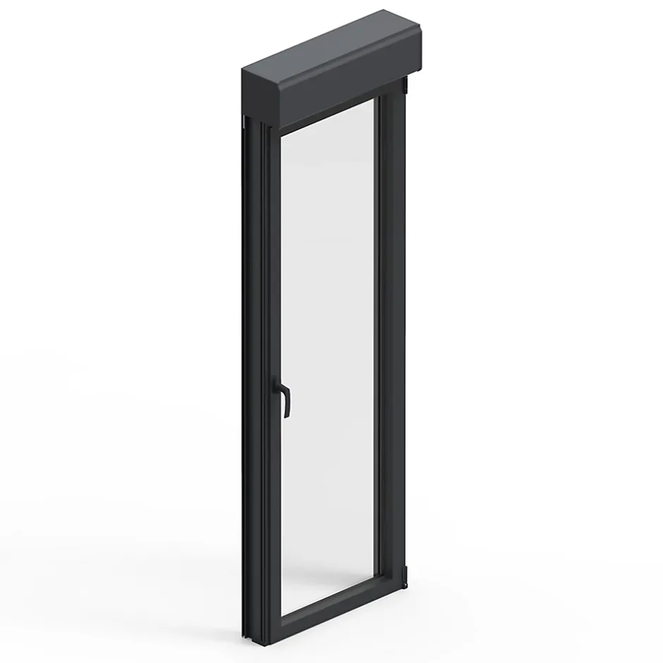 Porte fenêtre alu 1 vantail + volet roulant électrique gris - l.80 x h.215 cm, tirant gauche-GoodHome