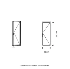 GoodHome Porte fenêtre alu 1 vantail gris - l.80 x h.205 cm, tirant droit