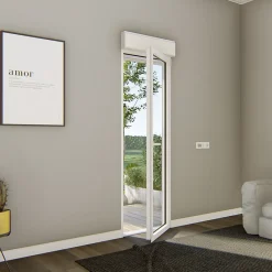 Porte fenêtre alu 1 vantail + volet roulant électrique blanc - l.80 x h.215 cm, tirant droit-GoodHome Sale