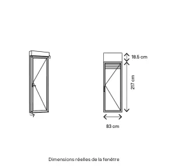 Porte fenêtre alu 1 vantail + volet roulant électrique blanc - l.80 x h.215 cm, tirant droit-GoodHome Sale