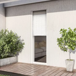 Porte fenêtre alu 1 vantail + volet roulant électrique blanc - l.80 x h.215 cm, tirant droit-GoodHome Sale