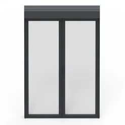 Porte fenêtre alu 2 vantaux + volet roulant électrique gris - l.140 x h.215 cm, tirant droit-GoodHome Outlet