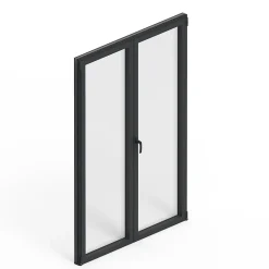 GoodHome Porte fenêtre alu 2 vantaux gris - l.120 x h.215 cm, tirant droit