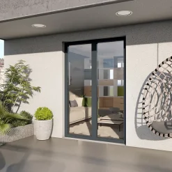 GoodHome Porte fenêtre alu 2 vantaux gris - l.120 x h.215 cm, tirant droit