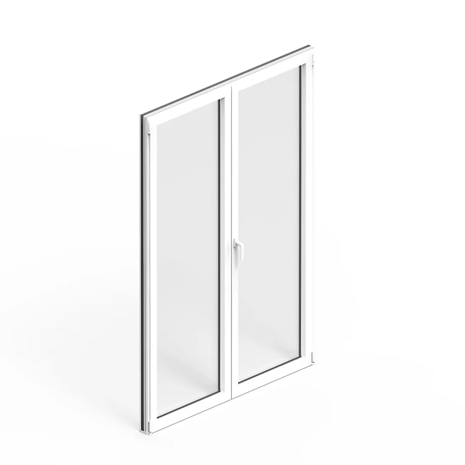 Porte fenêtre alu 2 vantaux blanc - l.120 x h.215 cm, tirant droit-GoodHome Online