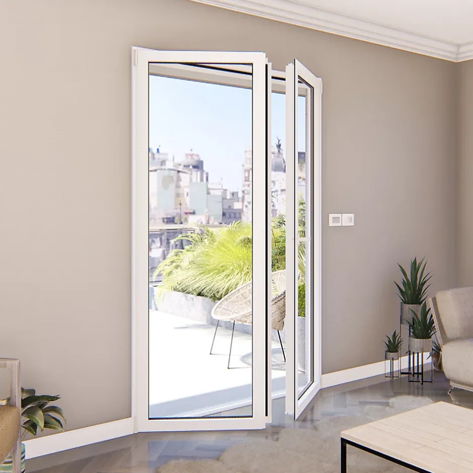 Porte fenêtre alu 2 vantaux blanc - l.120 x h.215 cm, tirant droit-GoodHome Online