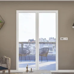 Porte fenêtre alu 2 vantaux blanc - l.120 x h.215 cm, tirant droit-GoodHome Online