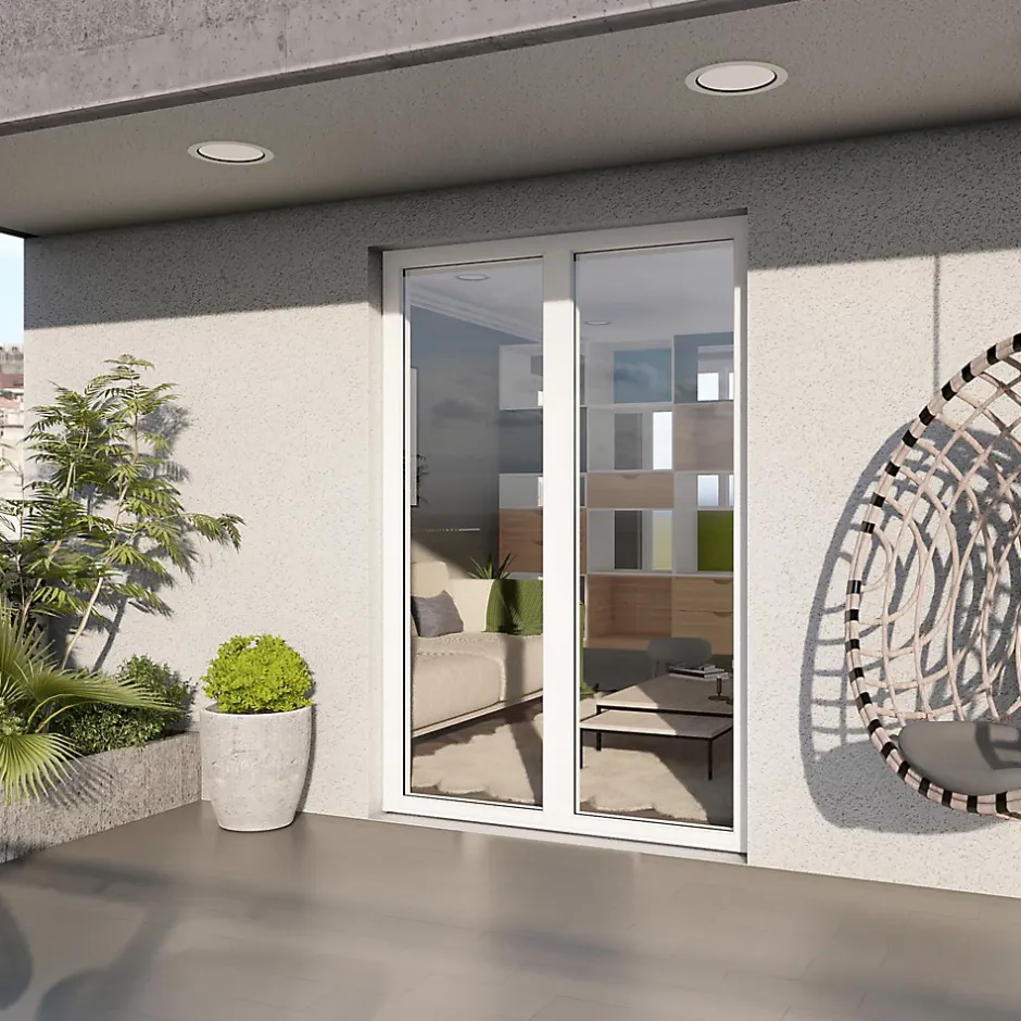 Porte fenêtre alu 2 vantaux blanc - l.120 x h.215 cm, tirant droit-GoodHome Online